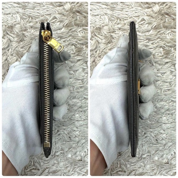 Yves Saint Laurent Metallic Gray Chevron Wallet - Picture 5 of 9